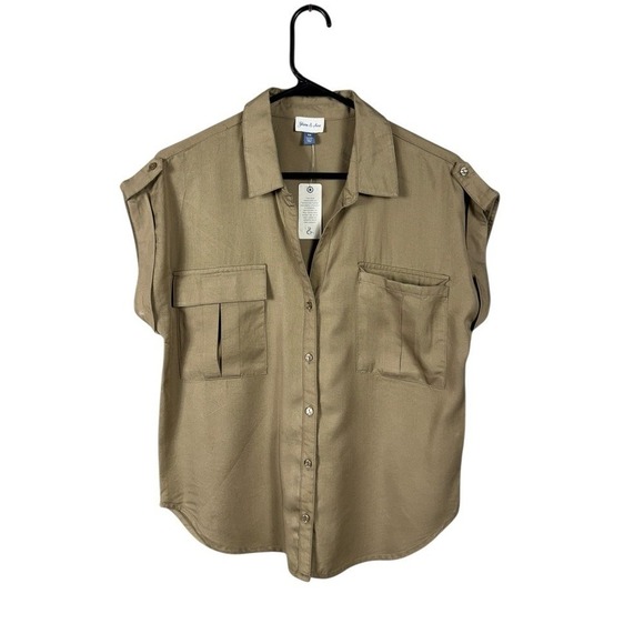Yarn & Sea Tops - Yarn & Sea Womens Button Up Blouse Tencel Top Size XS Capsule Elevated Basic New
